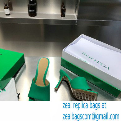 Bottega Veneta Heel 9cm Square Sole Stretch Mules Sandals Green 2021