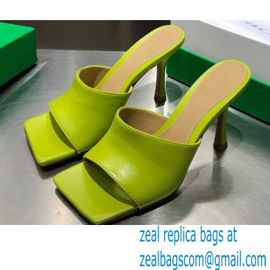 Bottega Veneta Heel 9cm Square Sole Stretch Mules Sandals Kiwi Green 2021 - Click Image to Close