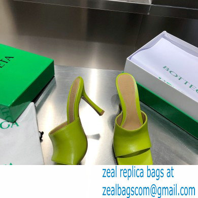 Bottega Veneta Heel 9cm Square Sole Stretch Mules Sandals Kiwi Green 2021 - Click Image to Close