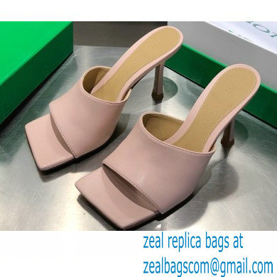 Bottega Veneta Heel 9cm Square Sole Stretch Mules Sandals Nude Pink 2021