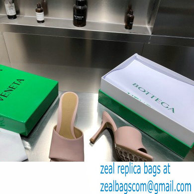Bottega Veneta Heel 9cm Square Sole Stretch Mules Sandals Nude Pink 2021 - Click Image to Close