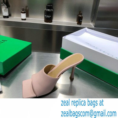 Bottega Veneta Heel 9cm Square Sole Stretch Mules Sandals Nude Pink 2021 - Click Image to Close