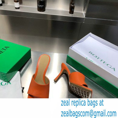 Bottega Veneta Heel 9cm Square Sole Stretch Mules Sandals Orange 2021