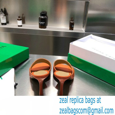 Bottega Veneta Heel 9cm Square Sole Stretch Mules Sandals Orange 2021