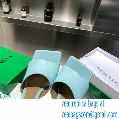 Bottega Veneta Heel 9cm Square Sole Stretch Mules Sandals Pale Blue 2021