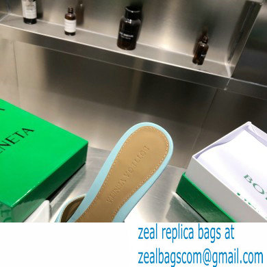 Bottega Veneta Heel 9cm Square Sole Stretch Mules Sandals Pale Blue 2021