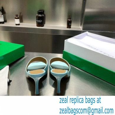Bottega Veneta Heel 9cm Square Sole Stretch Mules Sandals Pale Blue 2021 - Click Image to Close