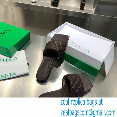 Bottega Veneta Square Sole Quilted Padded Flat Slides Sandals Coffee 2021 - Click Image to Close