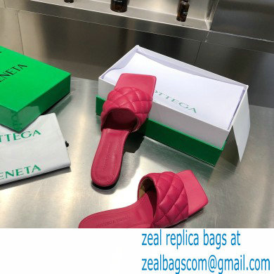 Bottega Veneta Square Sole Quilted Padded Flat Slides Sandals Fuchsia 2021