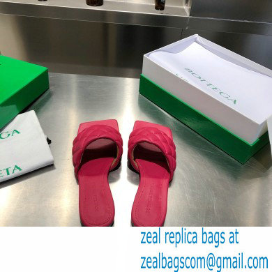 Bottega Veneta Square Sole Quilted Padded Flat Slides Sandals Fuchsia 2021 - Click Image to Close