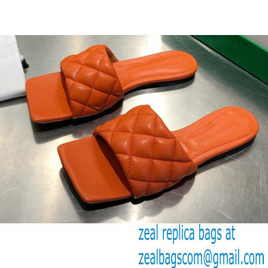 Bottega Veneta Square Sole Quilted Padded Flat Slides Sandals Orange 2021 - Click Image to Close