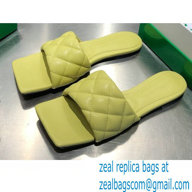 Bottega Veneta Square Sole Quilted Padded Flat Slides Sandals Pear Green 2021 - Click Image to Close