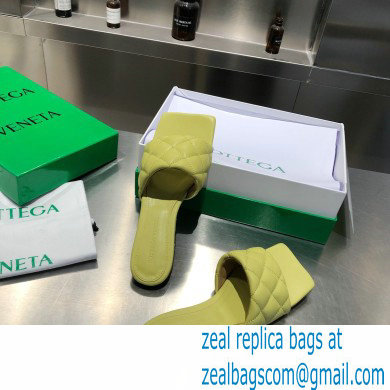 Bottega Veneta Square Sole Quilted Padded Flat Slides Sandals Pear Green 2021