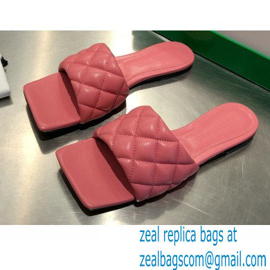 Bottega Veneta Square Sole Quilted Padded Flat Slides Sandals Pink 2021