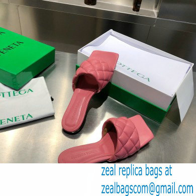 Bottega Veneta Square Sole Quilted Padded Flat Slides Sandals Pink 2021 - Click Image to Close