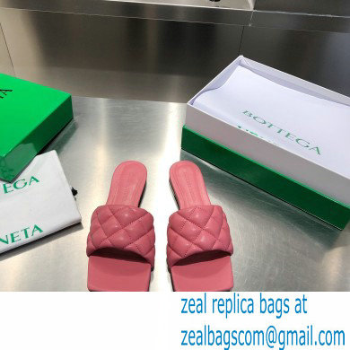 Bottega Veneta Square Sole Quilted Padded Flat Slides Sandals Pink 2021 - Click Image to Close