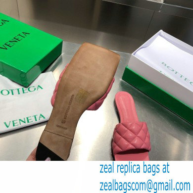 Bottega Veneta Square Sole Quilted Padded Flat Slides Sandals Pink 2021 - Click Image to Close