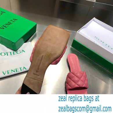 Bottega Veneta Square Sole Quilted Padded Flat Slides Sandals Pink 2021