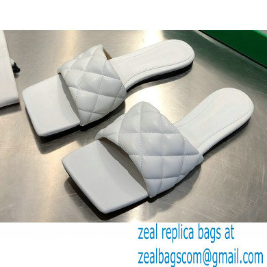 Bottega Veneta Square Sole Quilted Padded Flat Slides Sandals White 2021