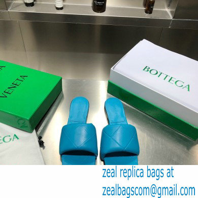 Bottega Veneta Square Sole Quilted The Rubber Lido Flat Slides Sandals Blue 2021