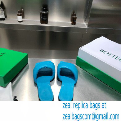 Bottega Veneta Square Sole Quilted The Rubber Lido Flat Slides Sandals Blue 2021
