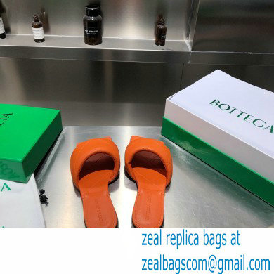 Bottega Veneta Square Sole Quilted The Rubber Lido Flat Slides Sandals Orange 2021