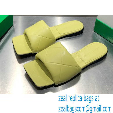 Bottega Veneta Square Sole Quilted The Rubber Lido Flat Slides Sandals Pear Green 2021