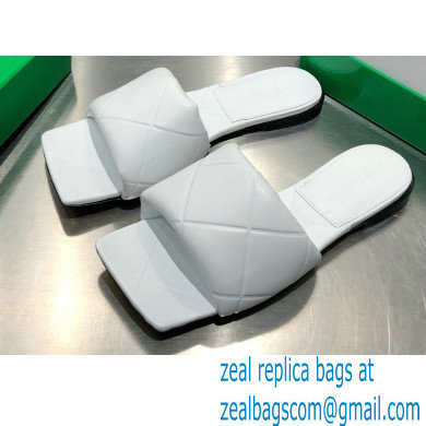Bottega Veneta Square Sole Quilted The Rubber Lido Flat Slides Sandals White 2021