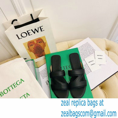 Bottega Veneta THE BAND Calf Leather Flat Sandals Black 2021