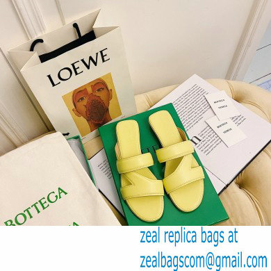 Bottega Veneta THE BAND Calf Leather Flat Sandals Yellow 2021