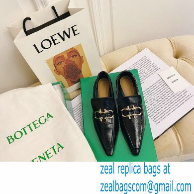 Bottega Veneta THE MADAME Horsebit Moccasins in Crush Nappa Black 2021