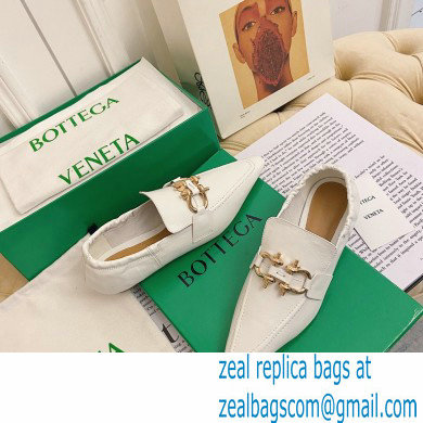 Bottega Veneta THE MADAME Horsebit Moccasins in Crush Nappa White 2021