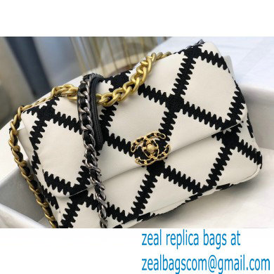 Chanel 19 Calfskin/Crochet Large Flap Bag AS1161 White 2020