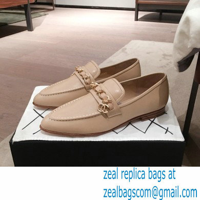 Chanel CC Logo and Chain Loafers Beige 2021