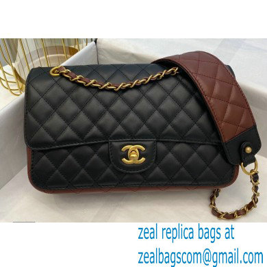 Chanel Calfskin Strap Into Flap Bag AS2229 Black/Brown 2020