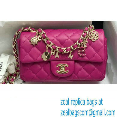 Chanel Classic Flap Small Bag with Charms AS2326 Fuchsia 2021