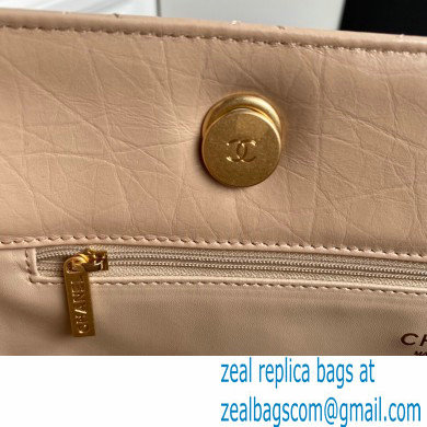 Chanel Crumpled Calfskin Reissue Shopping Tote Bag AS6611 Beige 2021 - Click Image to Close