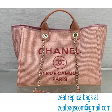 Chanel Deauville Large Shopping Tote Bag A66941 Canvas Pink 2021
