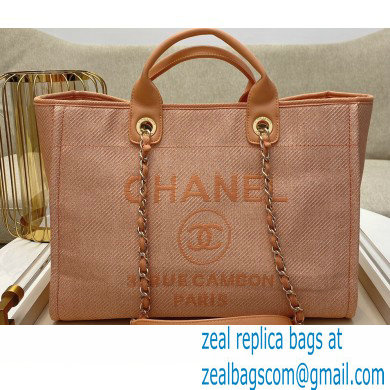 Chanel Deauville Large Shopping Tote Bag A66941 Canvas Pink/Orange 2021