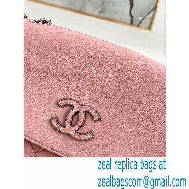Chanel Deer Grained Calfskin Flap Shoulder Bag Pink