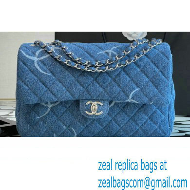 Chanel Denim Classic Flap Jumbo/Large Bag Blue 2021
