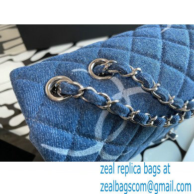 Chanel Denim Classic Flap Jumbo/Large Bag Blue 2021