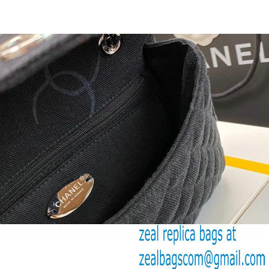 Chanel Denim Classic Flap Medium Bag Black 2021