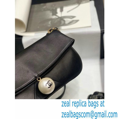 Chanel Fold-top Pearl Shoulder Bag Black 2021