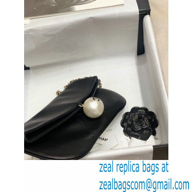Chanel Fold-top Pearl Shoulder Bag Black 2021