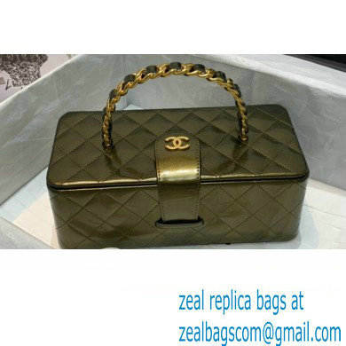 Chanel Get Round Vintage Vanity Case Bag Dark Green 2021