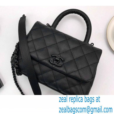 Chanel Grained Calfskin Coco Handle Mini Flap Bag Black with Top Handle AS2215 Lacquered Metal Hardware 2021