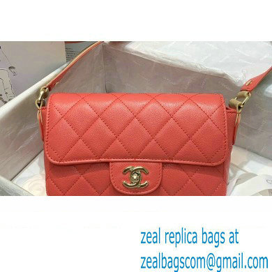 Chanel Grained Calfskin Flap Bag AS2273 Coral Pink 2021