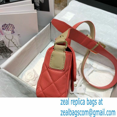 Chanel Grained Calfskin Flap Bag AS2273 Coral Pink 2021