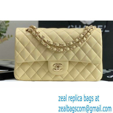 Chanel Lambskin Medium Classic Flap Bag Light Yellow 2021
